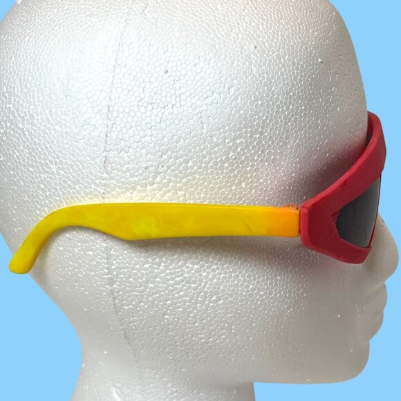Retro Futuristic Back to the Future ll Movie Sunglasses Solar Shades Pink Yellow - Picture 4 of 9